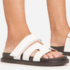 Valerie Gladiator Velcro Strap Flat Slider Sandal In White Faux Leather