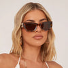 Side Logo Detail Cateye Square Shape Sunglasses In Leopard Print